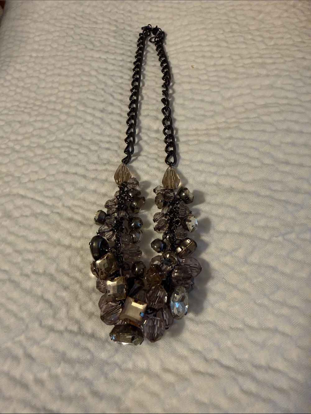 LOFT Smoky Brown Clustered Crystal Necklace